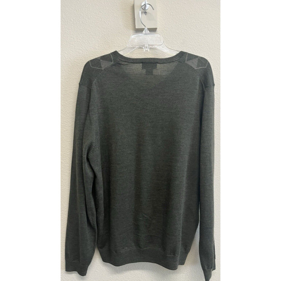 Brooks Brothers Sweater Men's Size L 100% Merino Wool Olive Green Argyle V-Neck - Picture 4 of 10